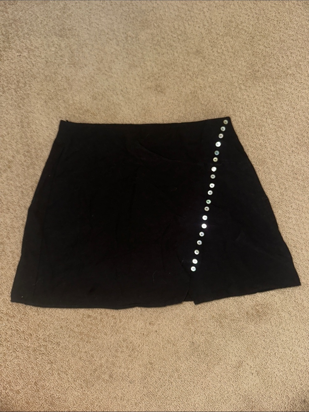 Zara Black Mini Skirt with Diagonal Silver details
